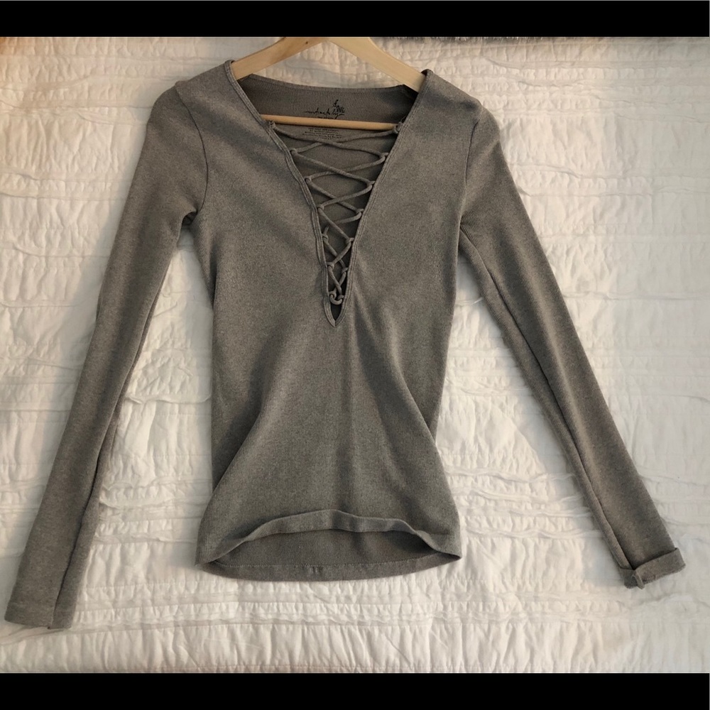 Free People Intimately Gray Long-Sleeve Shirt